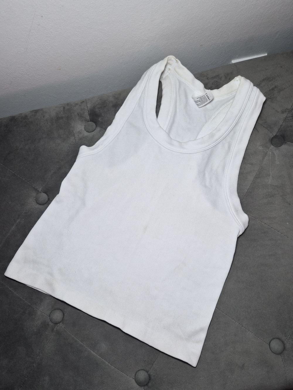 Women’s White Ribbed Tank Top Small